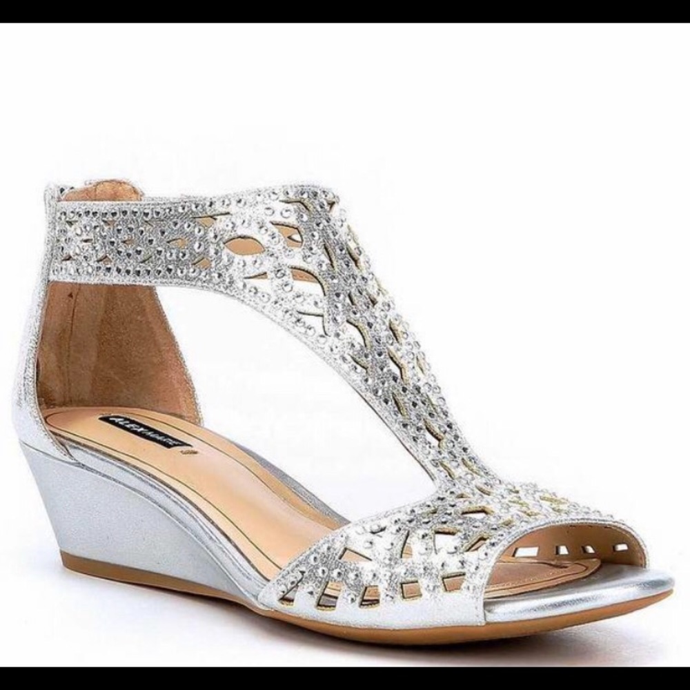 Alex Marie Silver Wedges Size 7.5